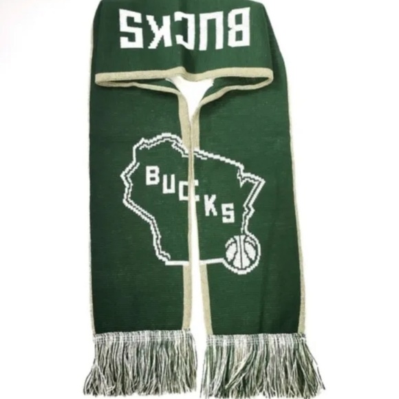 MILWAUKEE BUCKS BASKETBALL SCARF WISCONSIN BUCKS SCARF NEW!T3 - Picture 2 of 7
